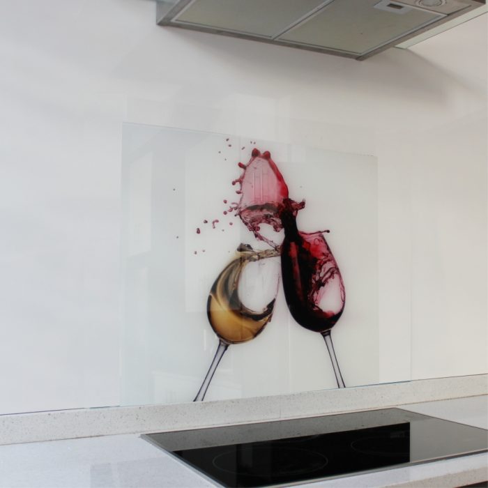 DECORATIVE GLASS WALL TILE 598X650x6MM WINE GLASSES