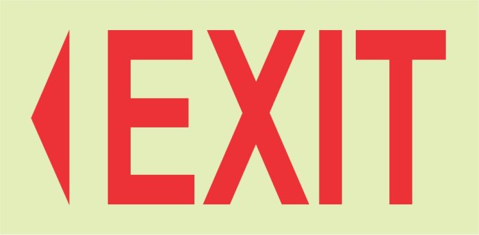 PHOTOLUMINESCENT 190MM SAFETY SIGN -E4-EXIT+ARROW RIGHT