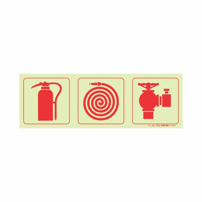 PHOTOLUMINESCENT 190MM SAFETY SIGN-F23-FIRE EXTINGUISHER+FIRE HOSE REEL+FIRE HYDRANT